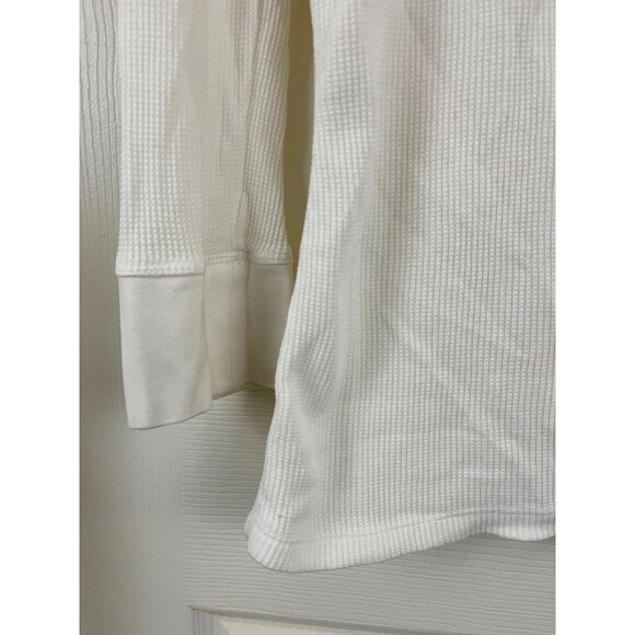 IN DEMAND - White Deep V-Neck Long Sleeve Cotton-Spandex Waffle Knit Top Medium - Picture 3 of 6